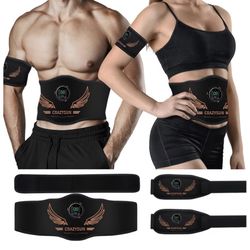 CRAZYSUN Abdominal stimulator belt, tactical abdominal stimulator, muscle toner for home office, abdominal training equipment, orange