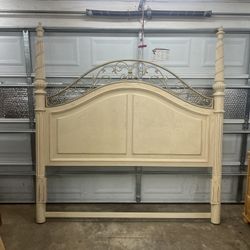 Wooden Headboard With Metal Accent 