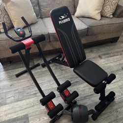 Ab Machine Adjustable Weight Bench Home Gym Set Workout