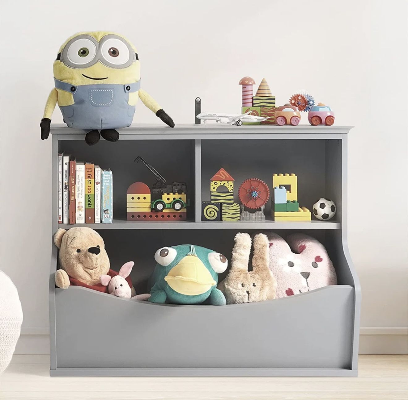 Kids' Toy Storage Organizer, Open Storage Cubby, Multifunctional Book And Toy Storage Cabinet