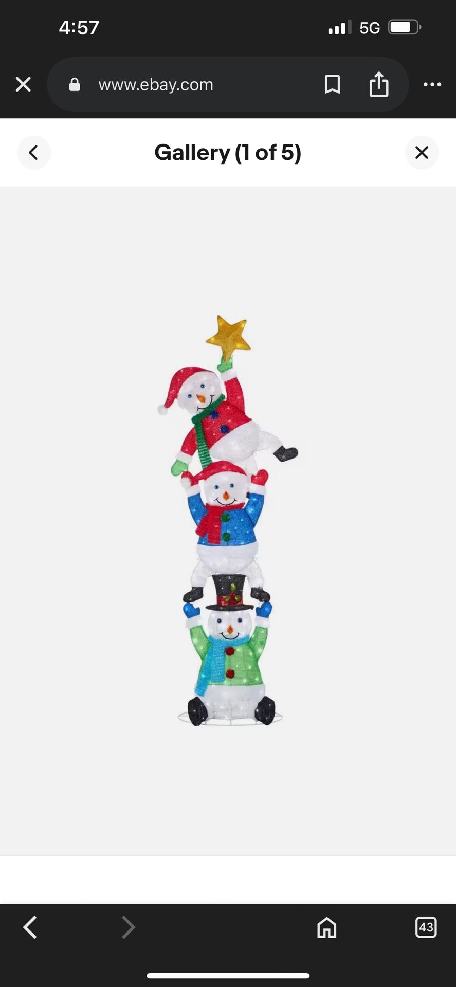 HOME ACCENTS HOLIDAY 7 ft. Icicle Shimmer LED Stacked Snowmen Holiday Yard Decoration