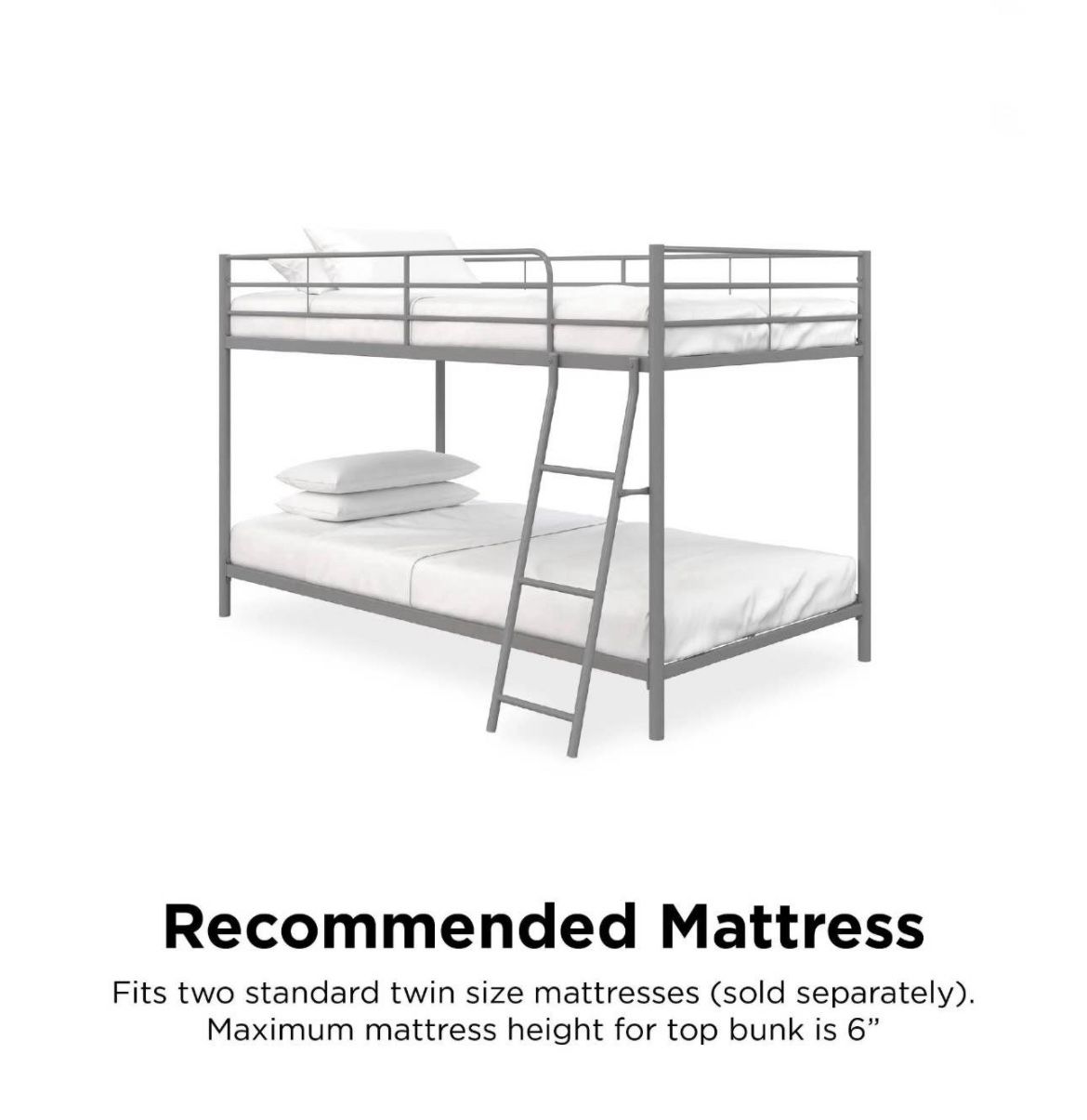 Twin over Twin Low Profile Junior Bunk Bed, Silver