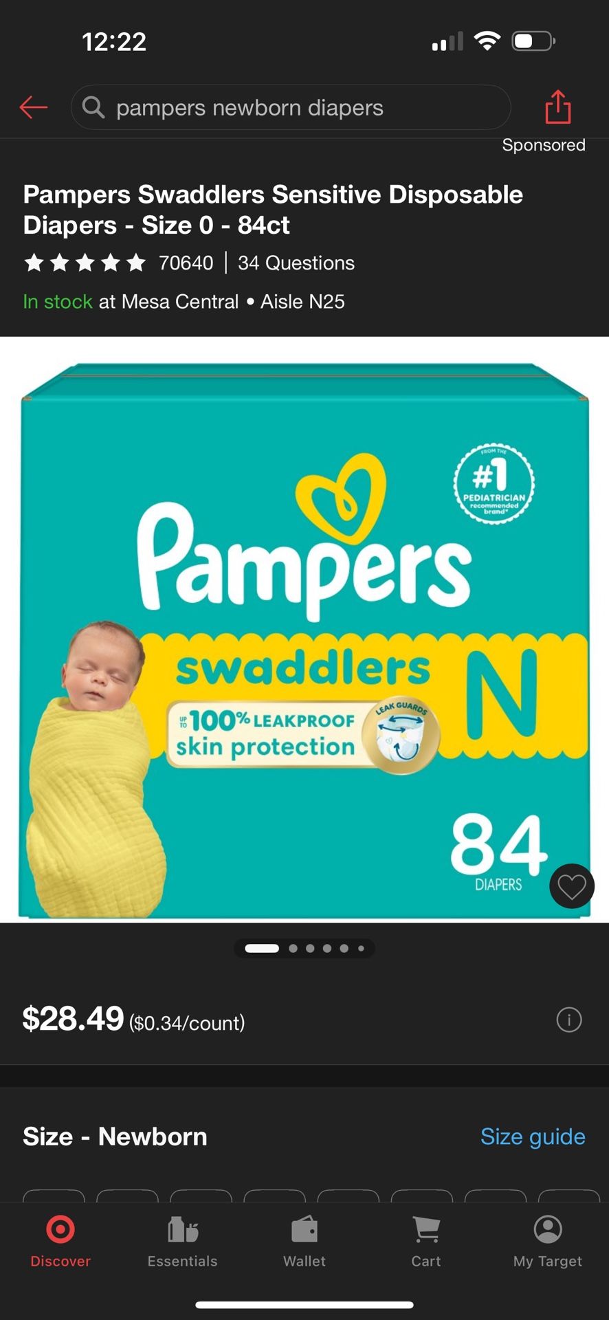 Pamper Newborn Diapers 