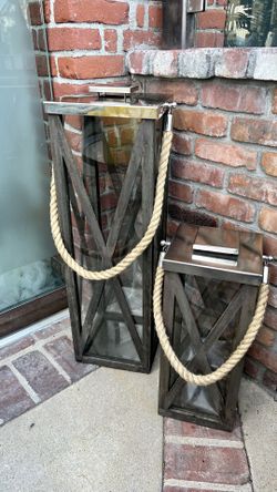 Patio, Garden Wooden Cambridge Candle Holder Lantern, Modern Polished Nickel