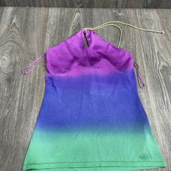 NEW Ralph Lauren Designer Silk Multicolor Halter Top - Size S