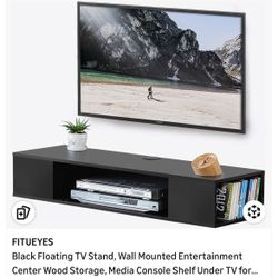 Black Floating Tv Shelf For Entertainment 