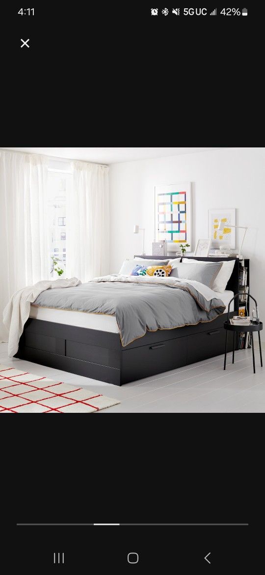 Full Size Bed with Storage And Bookshelf