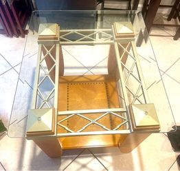 Modern Glass & Wood Living Room Table Set – Coffee Table + 2 Matching Side Tables and (2) side tables
