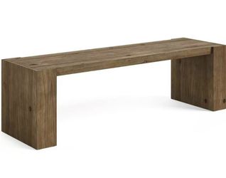 YT0017 Solid Wood Entryway Bench, 59'' Farmhouse Indoor Bench Seat, TV Stand with Sturdy Frame for L