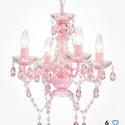 Mini Chandelier with Acrylic Crystals Pink Chandelier 4 Light Modern Chandelier