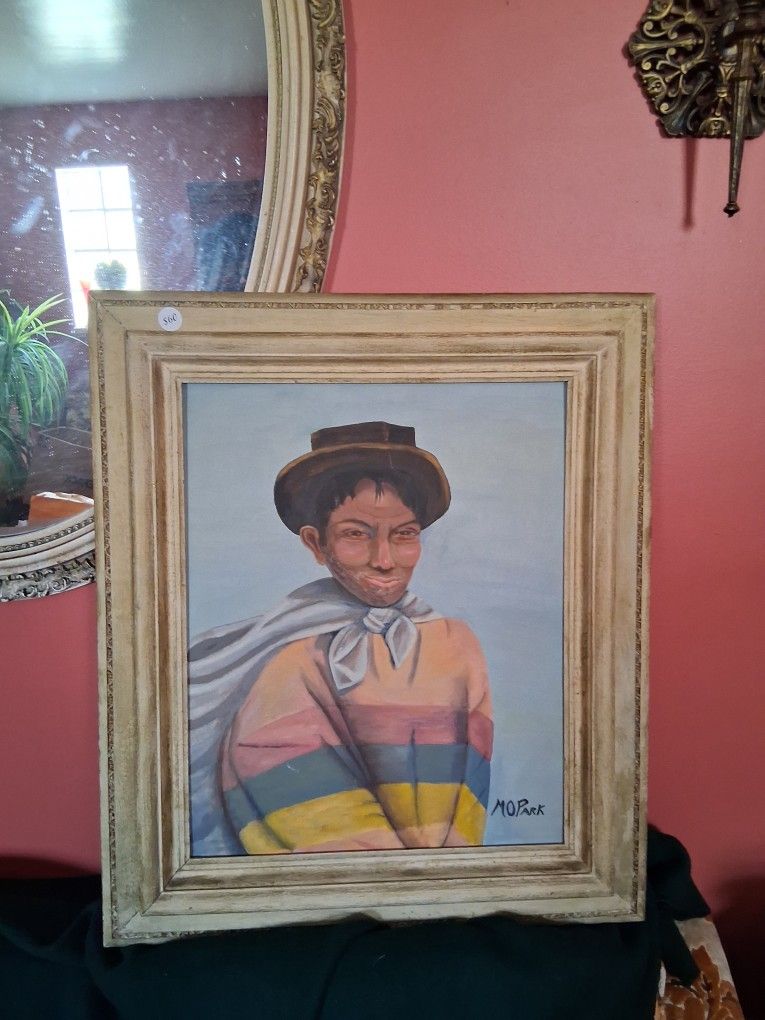 Vintage Oul Painting 29" x 25"