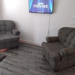 Two Matching Fabric Chairs 