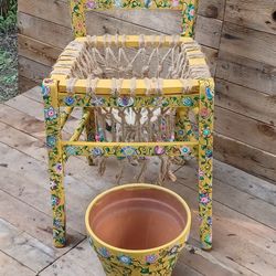 Repurposed Wooden Chair into Plantstand