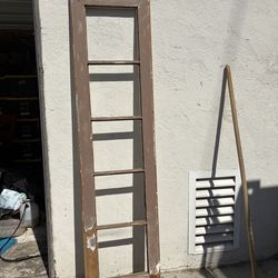 Antique solid wood door frame with 5 square openings farmhouse vintage door