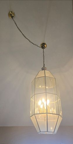 Chandelier - White Metal Frame with Glass