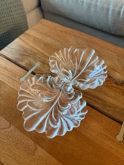 Clear Glass Three-Section Divided Serving Dish
