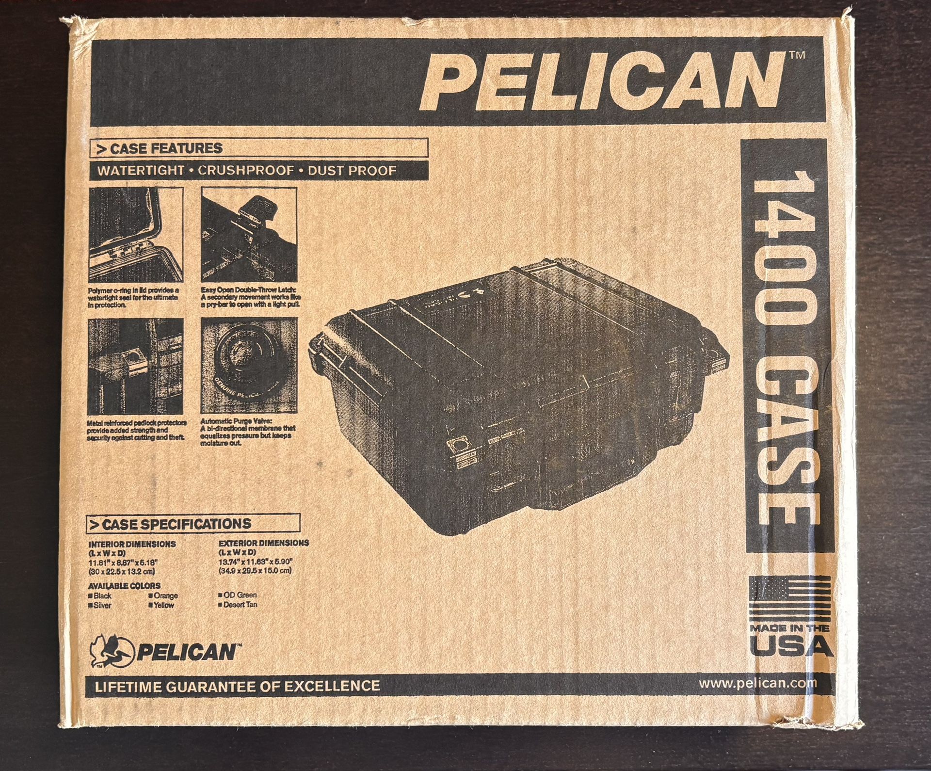Pelican 1400 Case With Foam Insert. Black, New, Never Used. Still In Manufacturers Packaging