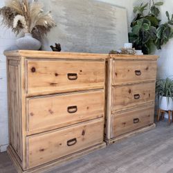 Vintage Solid Wood Oversized Matching Nightstands