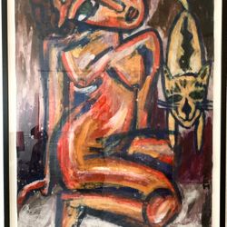 GIRL with Her CAT Original by IRMALY 1999