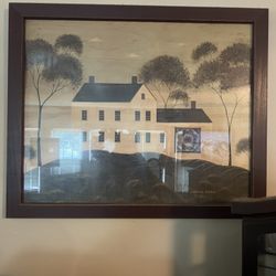 (make An Offer) Warren Kimble Folk Art Print – Colonial Homestead with Barn Quilt