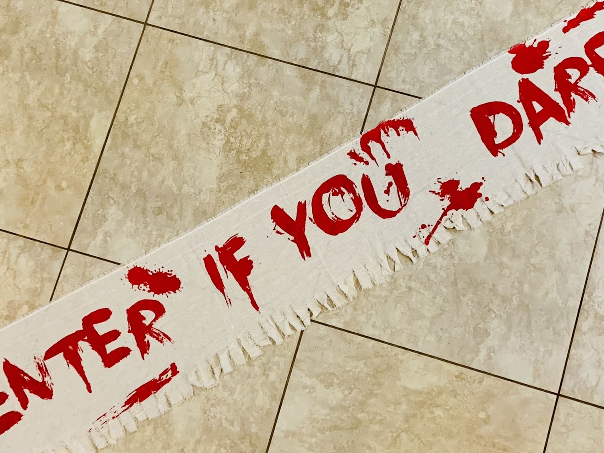 ENTER IF YOU DARE! Fabric Frayed Banner Halloween Decoration 6’ x 1’
