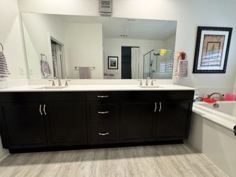 Espresso Cabinets and Marble Counter Top and Sink - Master Bathroom Total Lenght 104” Top