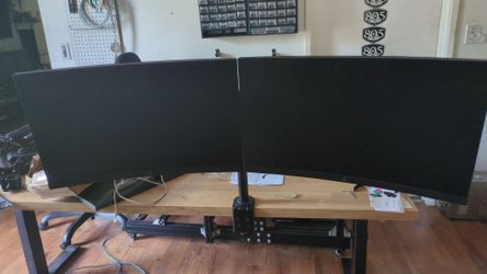 Dual 27 Inch Curved Monitors w/ Stand