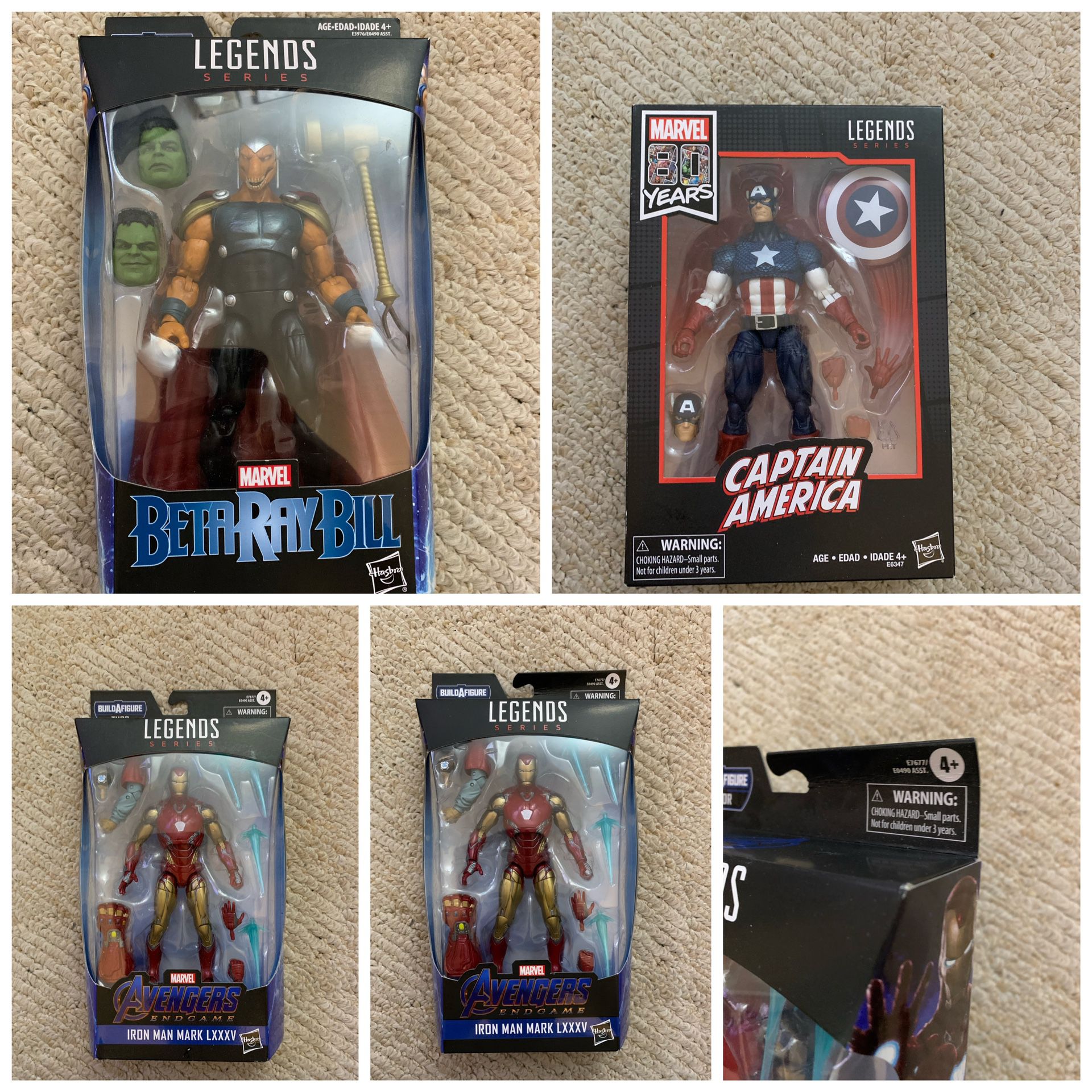 Marvel legends Iron Man, Captain America, Beta Ray Bill