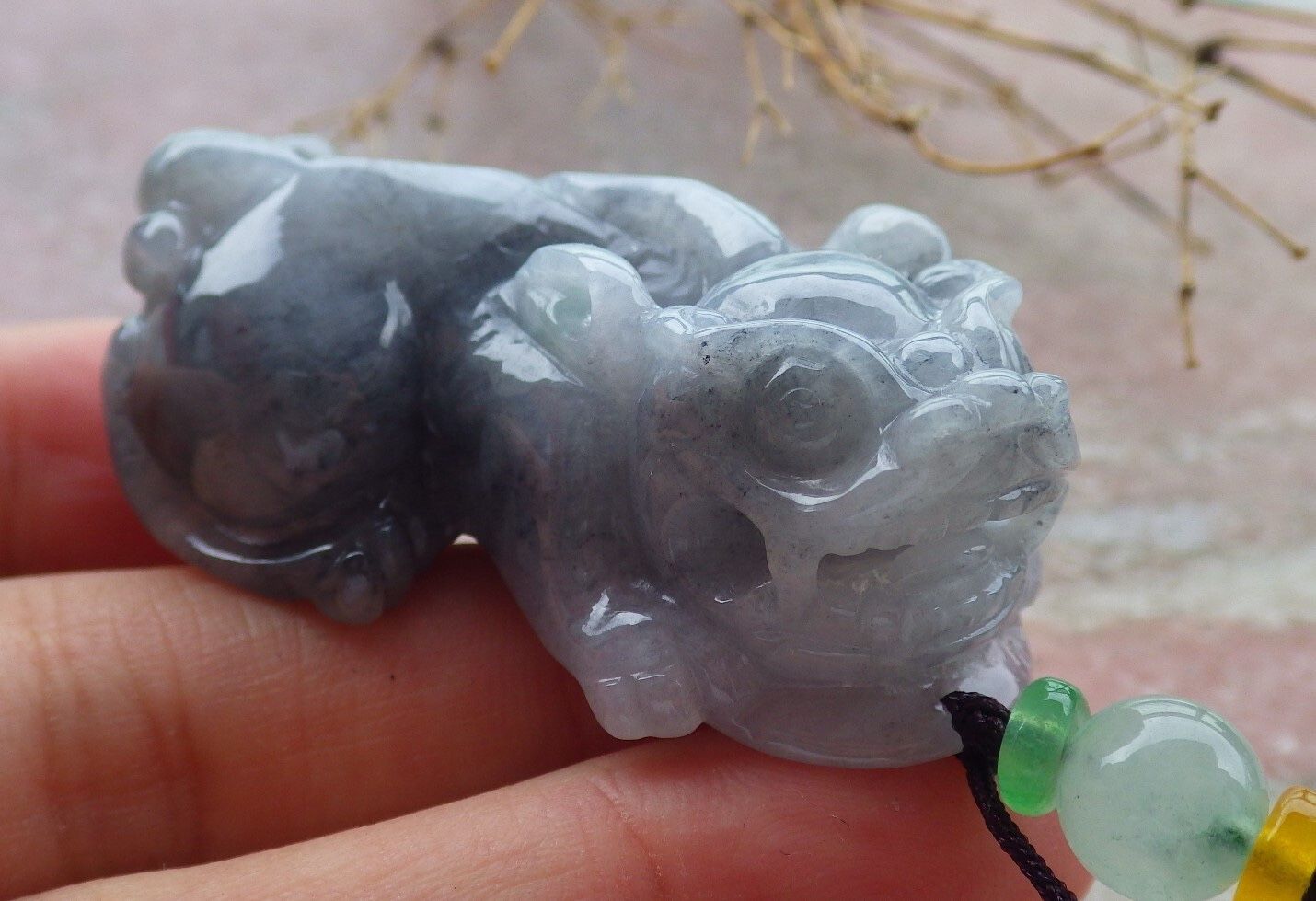 107211 VS Certified Jadeite Jade PENDANT Dragon Pi Xiu