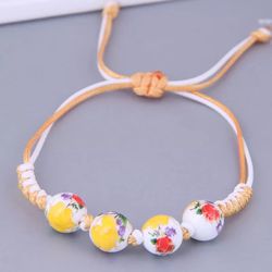 Woven ceramic bracelet with beads for women(YELLOW)