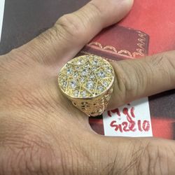 14K Solid Hold Ring For Wedding CUBIC ZIRCONIUM STONES 19Gr Size 10