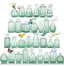 Glass Bud Vases in Bulk dark green