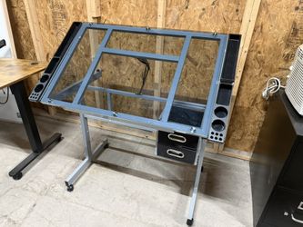 BRAND NEW Assembled Vision Glass Top Craft Table with Blue Glass - $100.00