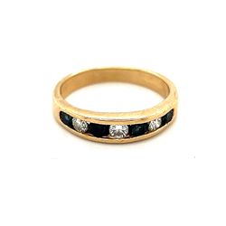 Simple 14k Blue Sapphires/Diamond Ring