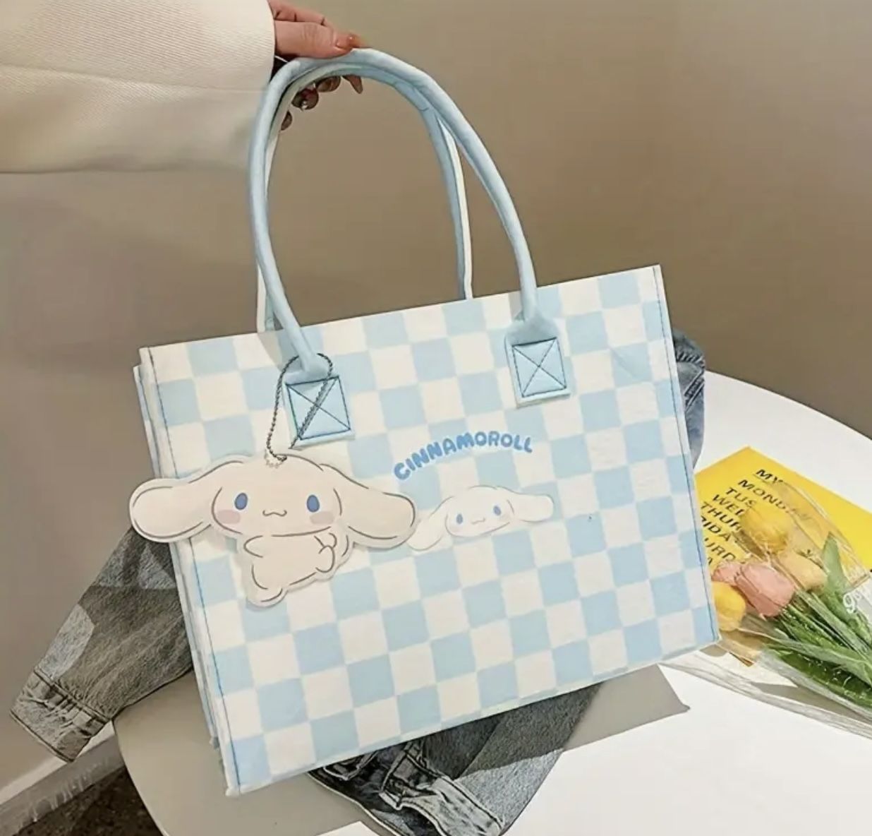 New Cinammon Roll Blue Tote Water Proof Handbag