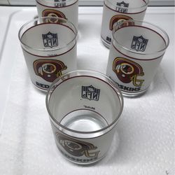 5 Redskins Cocktail Glasses 