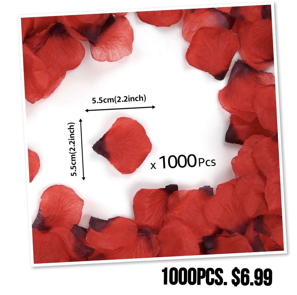 Rose Petals, 1000 pcs Romantic Night, Red Flower Petals, Red Rose Petals for Weddings, Fake Rose Petals, Flower Decor for Va