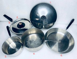 Lot Of 6 Revere Ware Kitchen Cookware Pots & Lids, Sizes As Described