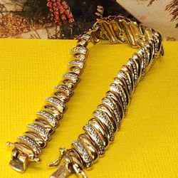 #2081, 925 SILVER, GOLD PLATED CURVED LINKS BRACELET, 22.04 GRS

