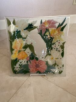 Flower glass plate