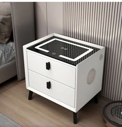 smart nightstand with speaker and wireless charger