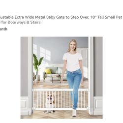 Fldofaves Dog Gate - 18"-45" Adjustable Extra Wide Metal Short Dog Gate to Step Over, 10" Tall Small Pet Gate with 3 Extension Kits, Pressure Mounted 
