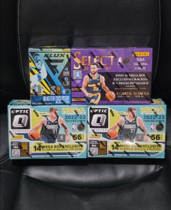 2022-23 Panini Optic! Select Basketball Mega Box Lot! 2022-23 Flux NBA Blaster Box! 4 Box Lot! New Factory Sealed!