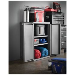 Hyper Tough Plastic 4-Shelf Garage Storage Utility Cabinet, Black