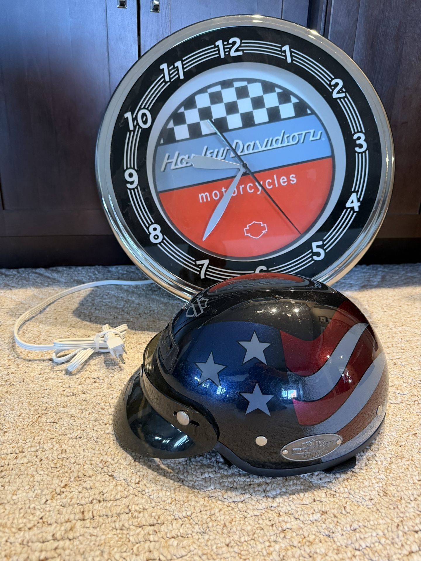 Harley Davidson Clock and Helmet