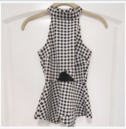 NWOT XXS Material Girl Black/White Plaid Top Juniors Macys