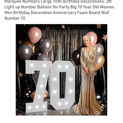 Light up LED numbers- 70. 3 feet tall.