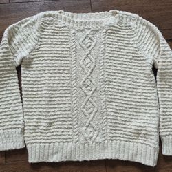 Jones New York Sport Petite Fishermen Sweater Ivory Oatmeal Women's Sz PS