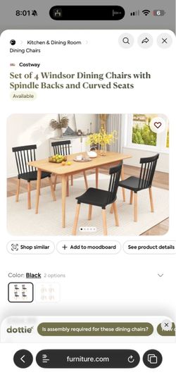 Costway Set of 4 Windsor Dining Chairs