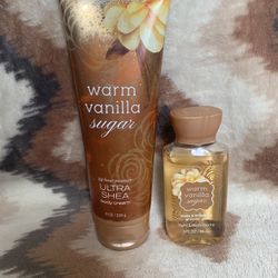 Bath and Body Works warm vanilla sugar body cream and shower gel